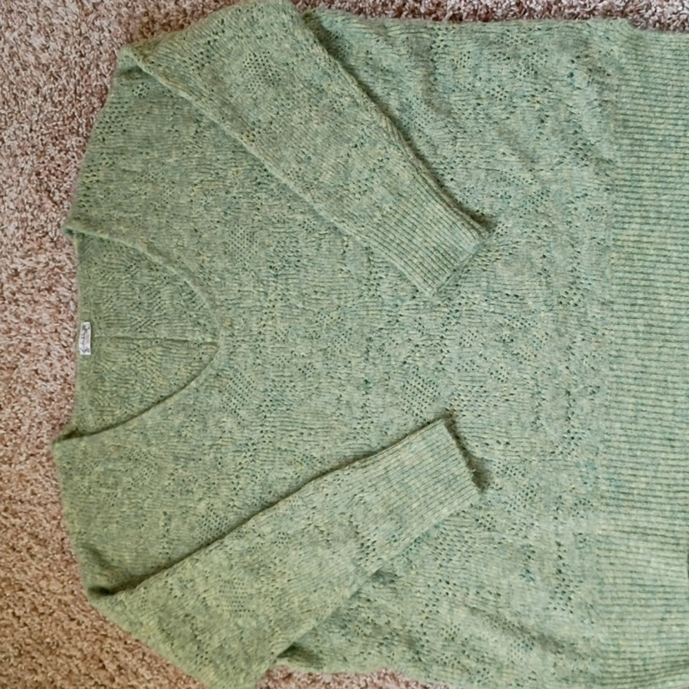 Free People Cozy Green Knit Sweater